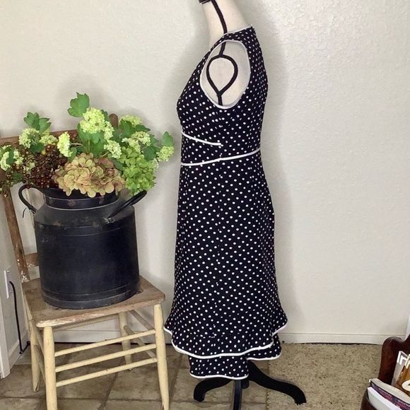 INC black and white polka dot  fit and flare dress - Picture 3 of 12